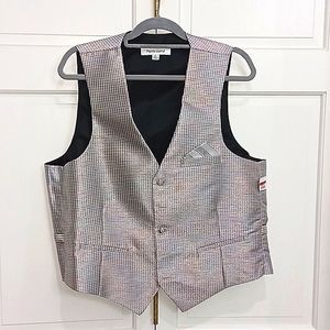 Men's Warehouse Pronto Uomo Large multicolored plaid dress suit vest.